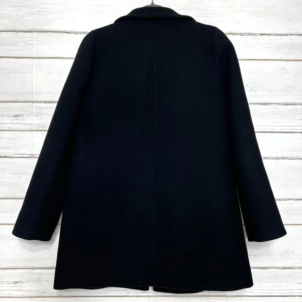 J.Crew Mercantile Black Wool Blend Zip Front Coat Women’s Size 6